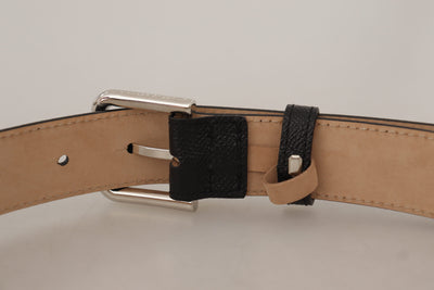 Dolce & Gabbana Schwarzes Kalbsleder Braunes Backend Metallschnalle Gürtel