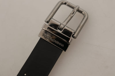 Dolce & Gabbana Schwarzes Kalbsleder Perforierte Metallschnalle Gürtel