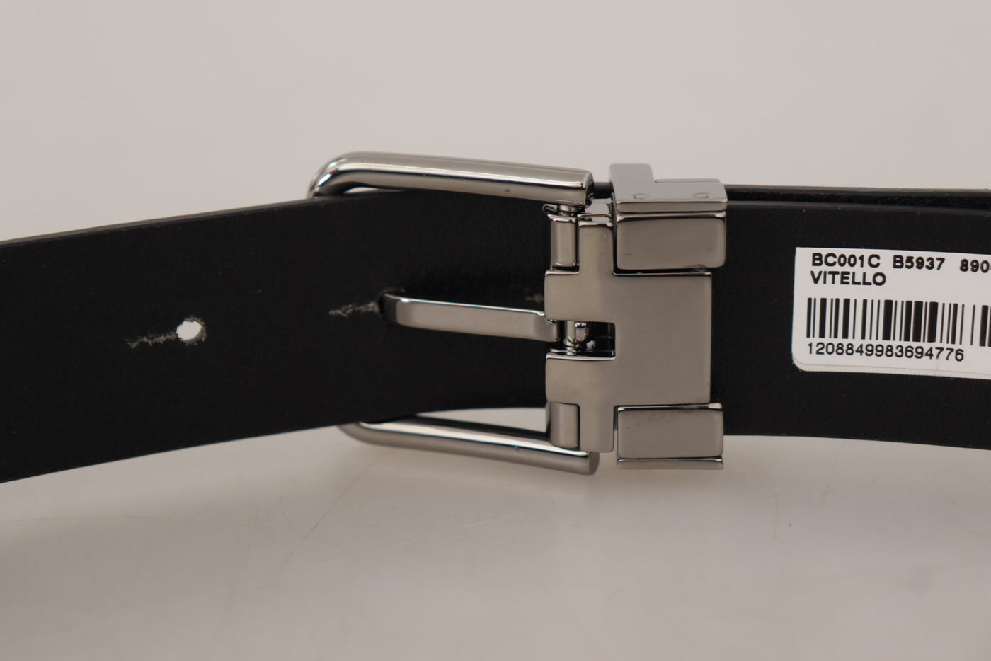 Dolce & Gabbana Schwarzer lässiger Kalbsleder-Logo-Metallschnallen-Gürtel