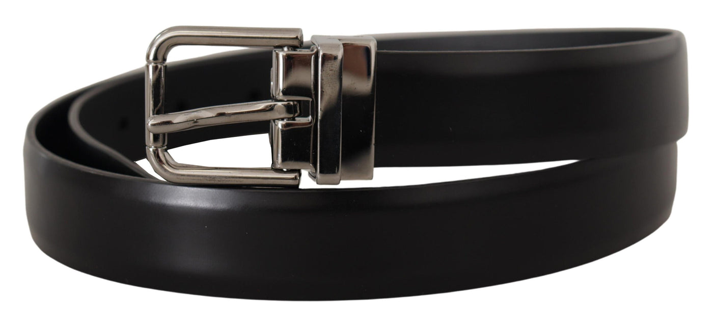 Dolce & Gabbana Schwarzer Kalbsledergürtel mit Metall-Logo-Schnalle