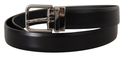Dolce & Gabbana Schwarzer Kalbsledergürtel mit Metall-Logo-Schnalle
