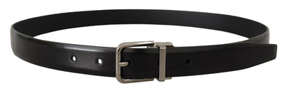 Dolce & Gabbana Schwarzer Kalbsledergürtel mit Metall-Logo-Schnalle