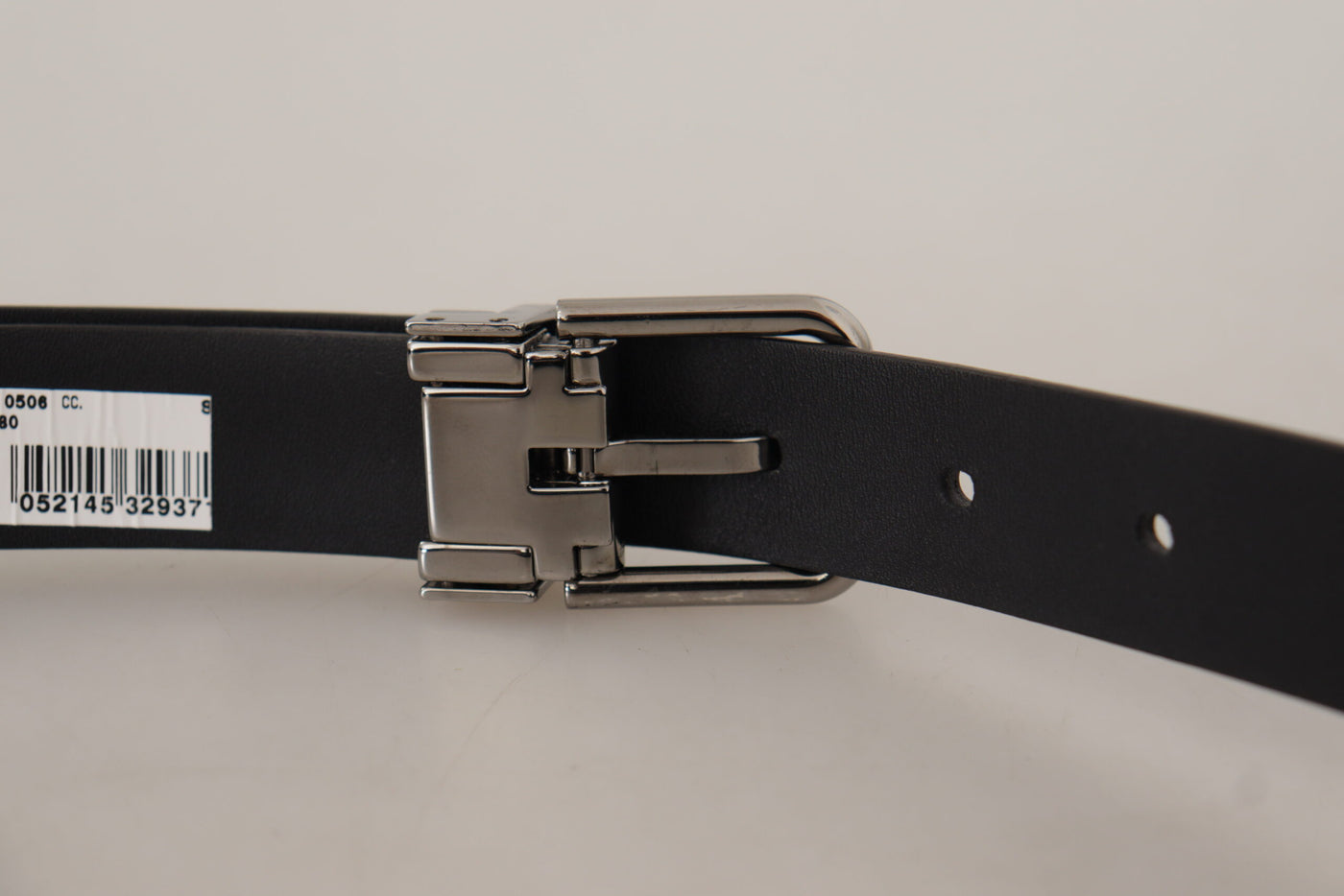 Dolce & Gabbana Schwarzer Kalbsledergürtel mit Metall-Logo-Schnalle