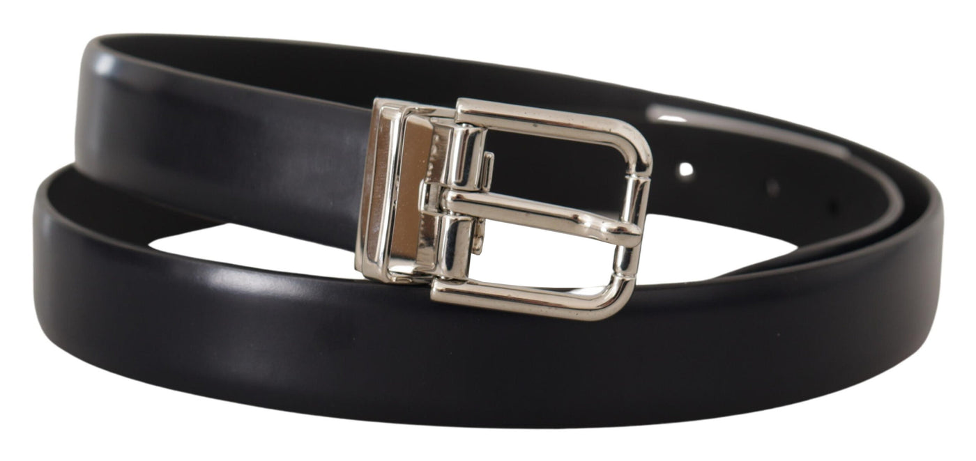 Dolce & Gabbana Schwarzer Kalbsledergürtel mit klassischem Logo und Metallschnalle