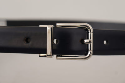 Dolce & Gabbana Schwarzer Kalbsledergürtel mit klassischem Logo und Metallschnalle