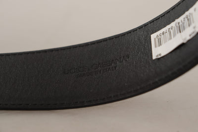 Dolce & Gabbana Schwarzer Lackledergürtel mit Logo-Gravur und Schnalle