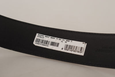 Dolce & Gabbana Schwarzer Lackledergürtel mit Logo-Gravur und Schnalle