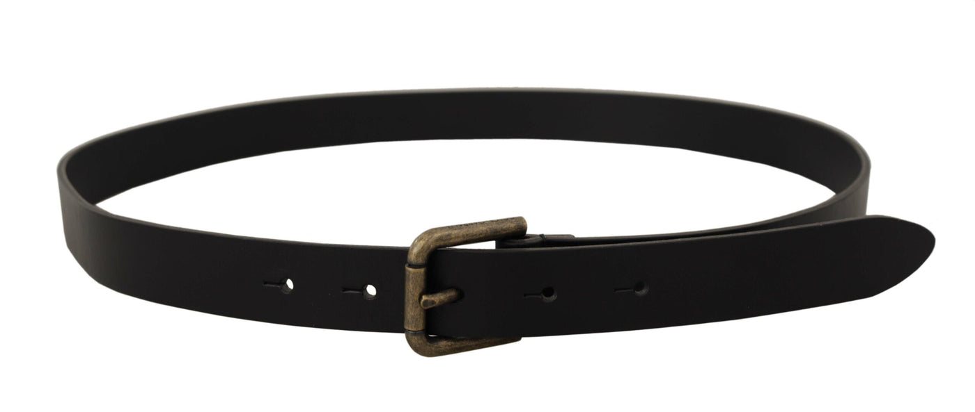Dolce & Gabbana Schwarzer Kalbsleder-Logo-Gürtel mit Messing-Metallschnalle