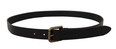 Dolce & Gabbana Schwarzer Kalbsleder-Logo-Gürtel mit Messing-Metallschnalle