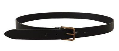 Dolce & Gabbana Gürtel aus schwarzem Kalbsleder mit gravierter Messing-Logo-Schnalle