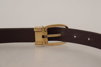 Dolce & Gabbana Dunkelbraunes Kalbsleder Goldfarbene Metallschnalle