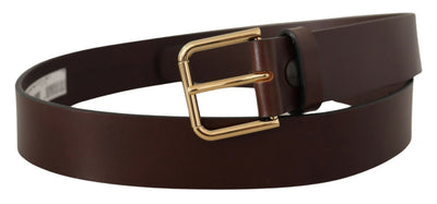 Dolce & Gabbana Brauner Gürtel mit goldfarbener Schnalle aus glattem Kalbsleder
