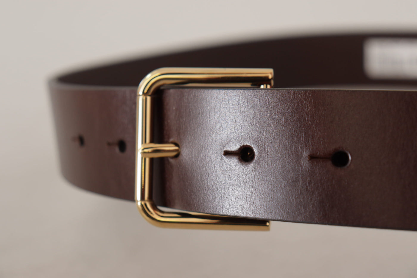 Dolce & Gabbana Brauner Gürtel mit goldfarbener Schnalle aus glattem Kalbsleder