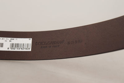 Dolce & Gabbana Brauner Gürtel mit goldfarbener Schnalle aus glattem Kalbsleder
