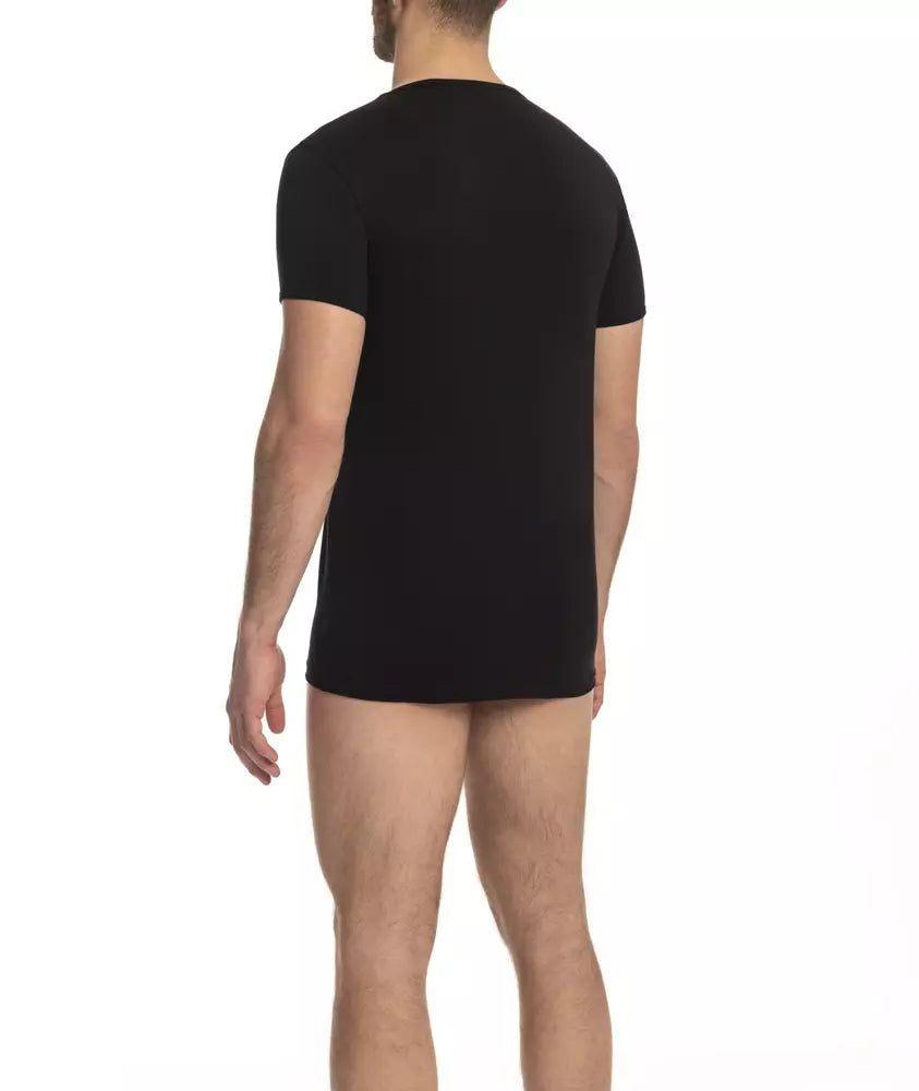Cavalli Class Schwarzes Baumwoll-T-Shirt für Männer
