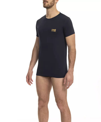 Cavalli Class Blau Baumwolle Männer T-Shirt