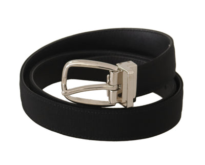 Dolce & Gabbana Gürtel Schwarzes Kalbsleder Silberfarbene Metallschnalle