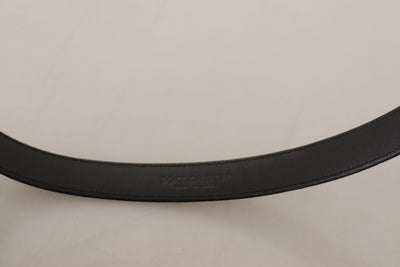 Dolce & Gabbana Schwarzes Kalbsleder Silbernes Logo Metallschnalle Gürtel