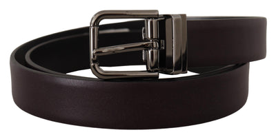 Dolce & Gabbana Dunkellila Leder Box Borchia Metallschnalle Gürtel