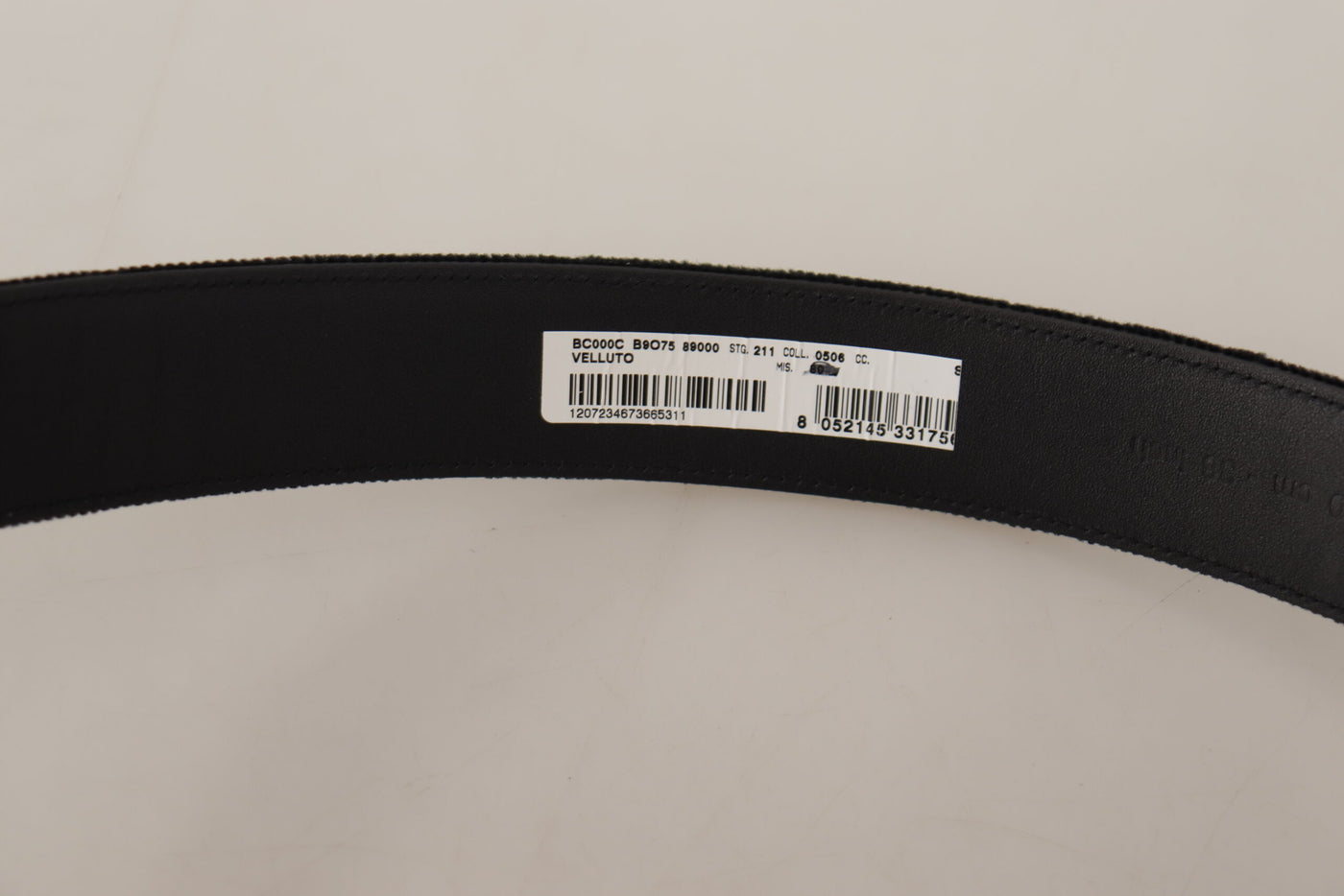 Dolce & Gabbana Schwarzer Samt Silbernes Logo mit gravierter Metallschnalle Gürtel