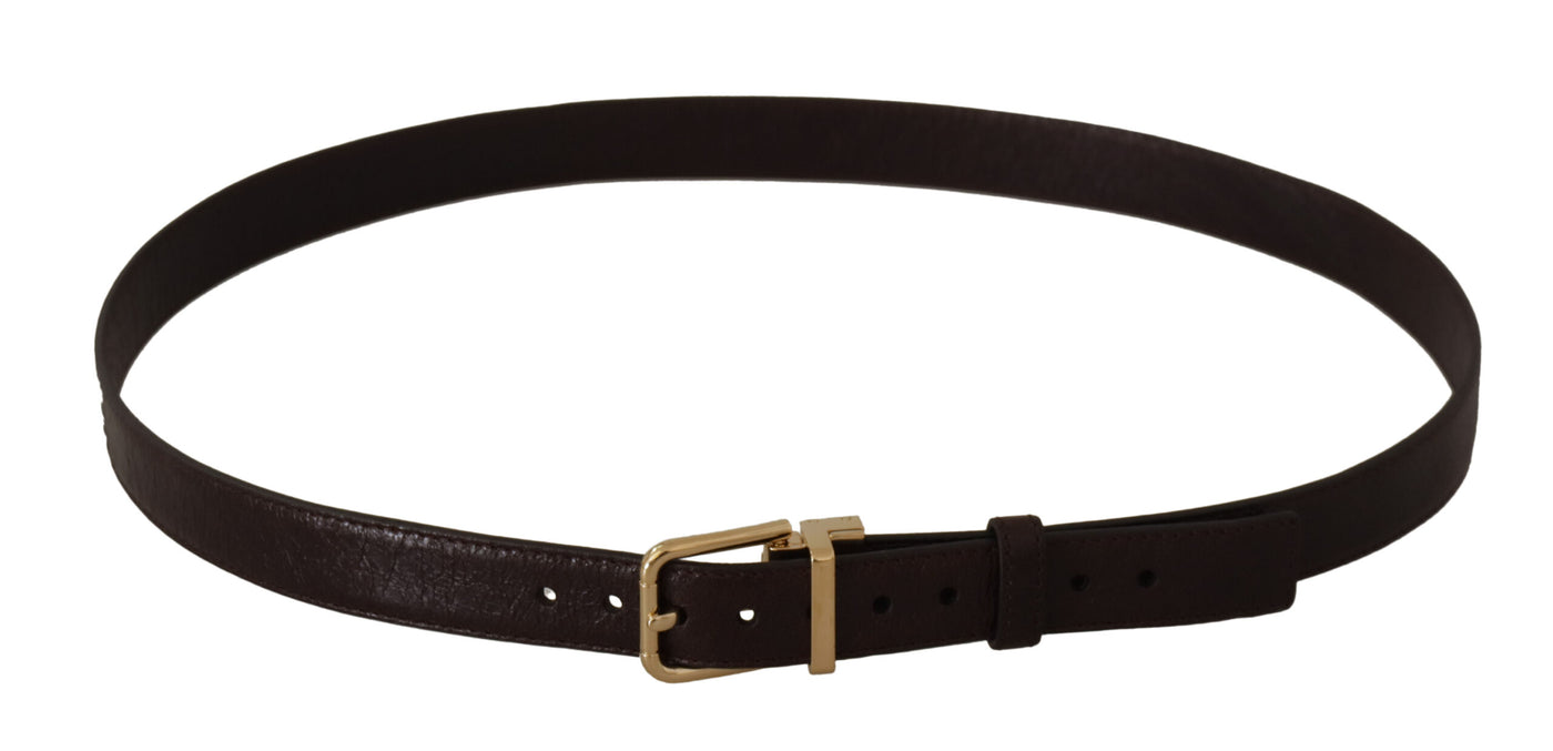 Dolce & Gabbana Brauner Ledergürtel mit goldener Metallschnalle