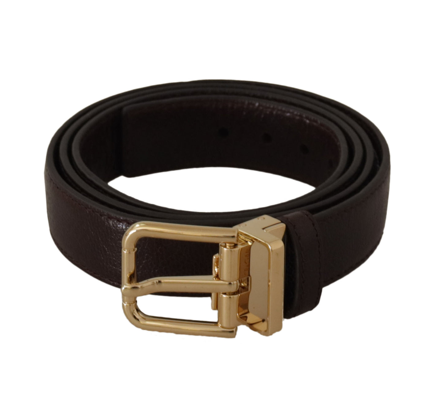 Dolce & Gabbana Brauner Ledergürtel mit goldener Metallschnalle