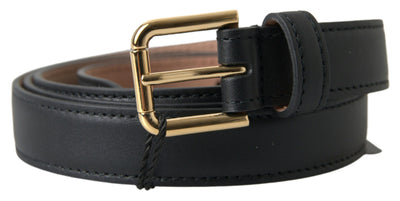 Dolce & Gabbana Schwarzer Ledergürtel mit goldfarbener Metallschnalle