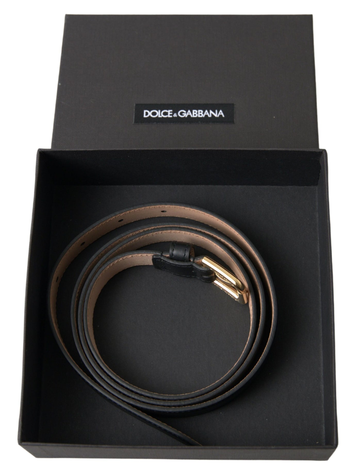 Dolce & Gabbana Schwarzer Ledergürtel mit goldfarbener Metallschnalle