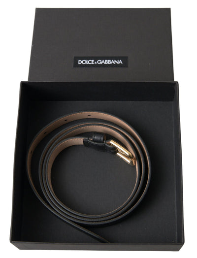 Dolce & Gabbana Schwarzer Ledergürtel mit goldfarbener Metallschnalle