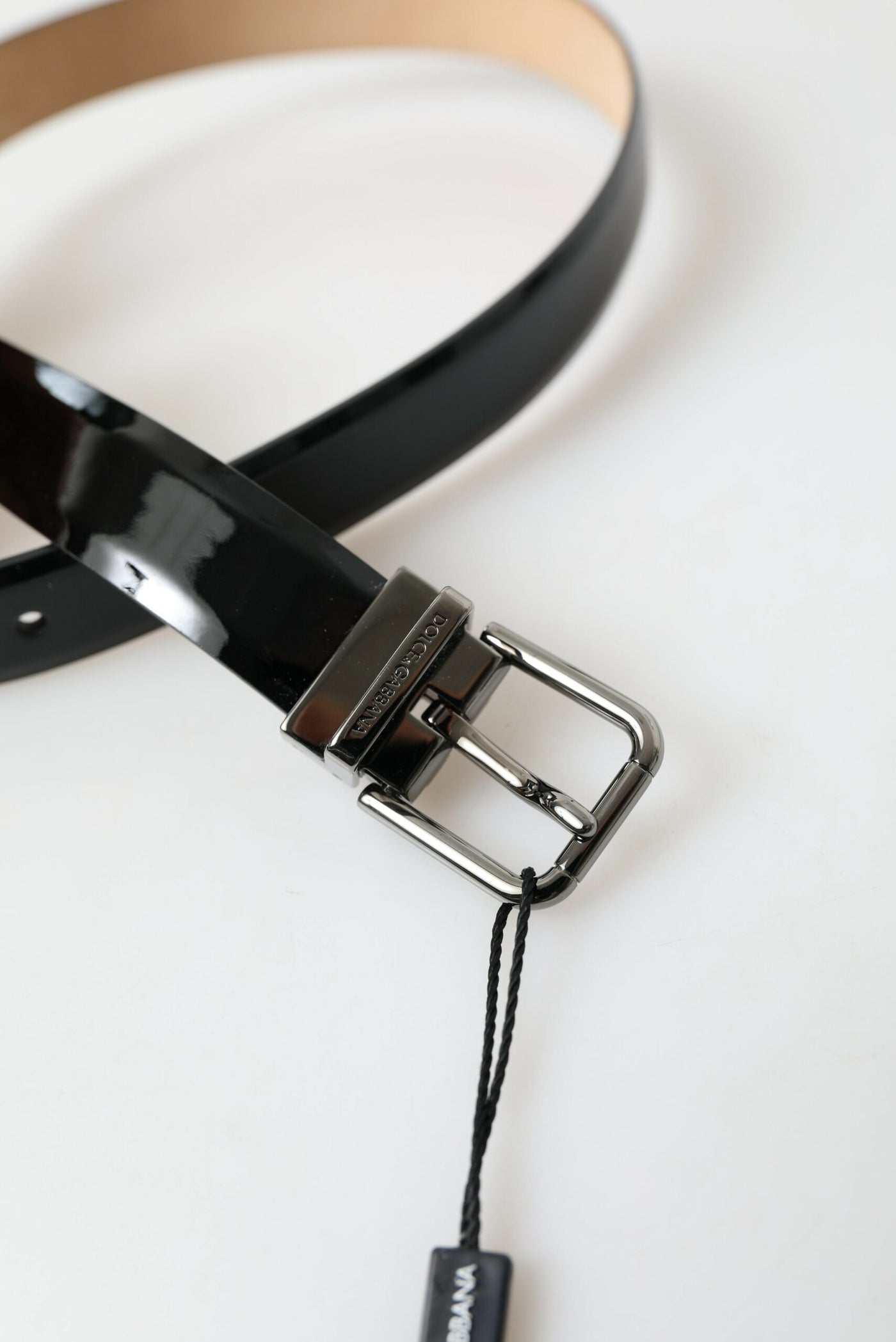 Dolce & Gabbana Schwarzes Kalbsleder Metallschnalle Herrengürtel
