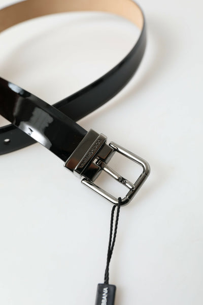 Dolce & Gabbana Schwarzes Kalbsleder Metallschnalle Herrengürtel