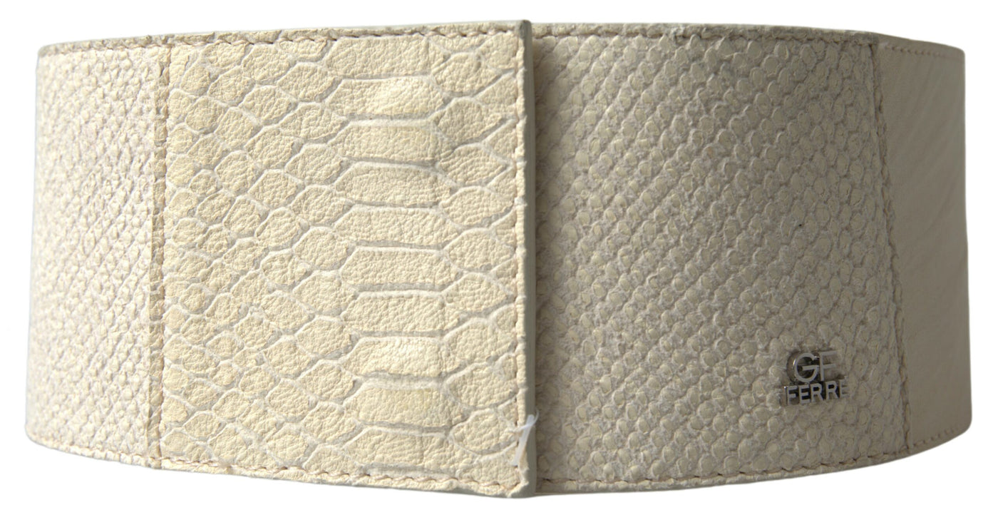 GF Ferre Off White Waxed Cotton Wide Fashion Taillengürtel