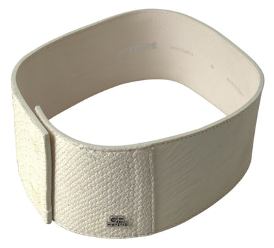 GF Ferre Off White Waxed Cotton Wide Fashion Taillengürtel
