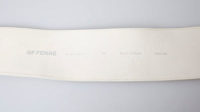GF Ferre Off White Waxed Cotton Wide Fashion Taillengürtel