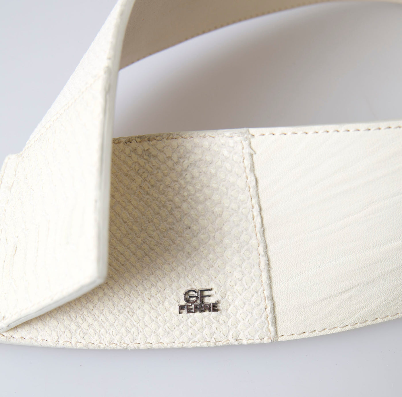 GF Ferre Off White Waxed Cotton Wide Fashion Taillengürtel