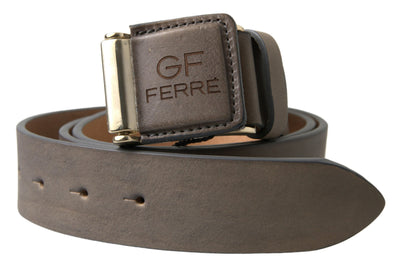 GF Ferre Brauner Leder Mode Logo Schnalle Taille Gürtel