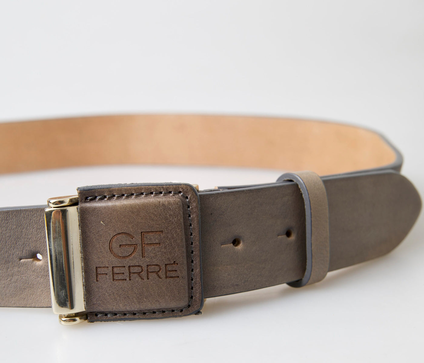 GF Ferre Brauner Leder Mode Logo Schnalle Taille Gürtel