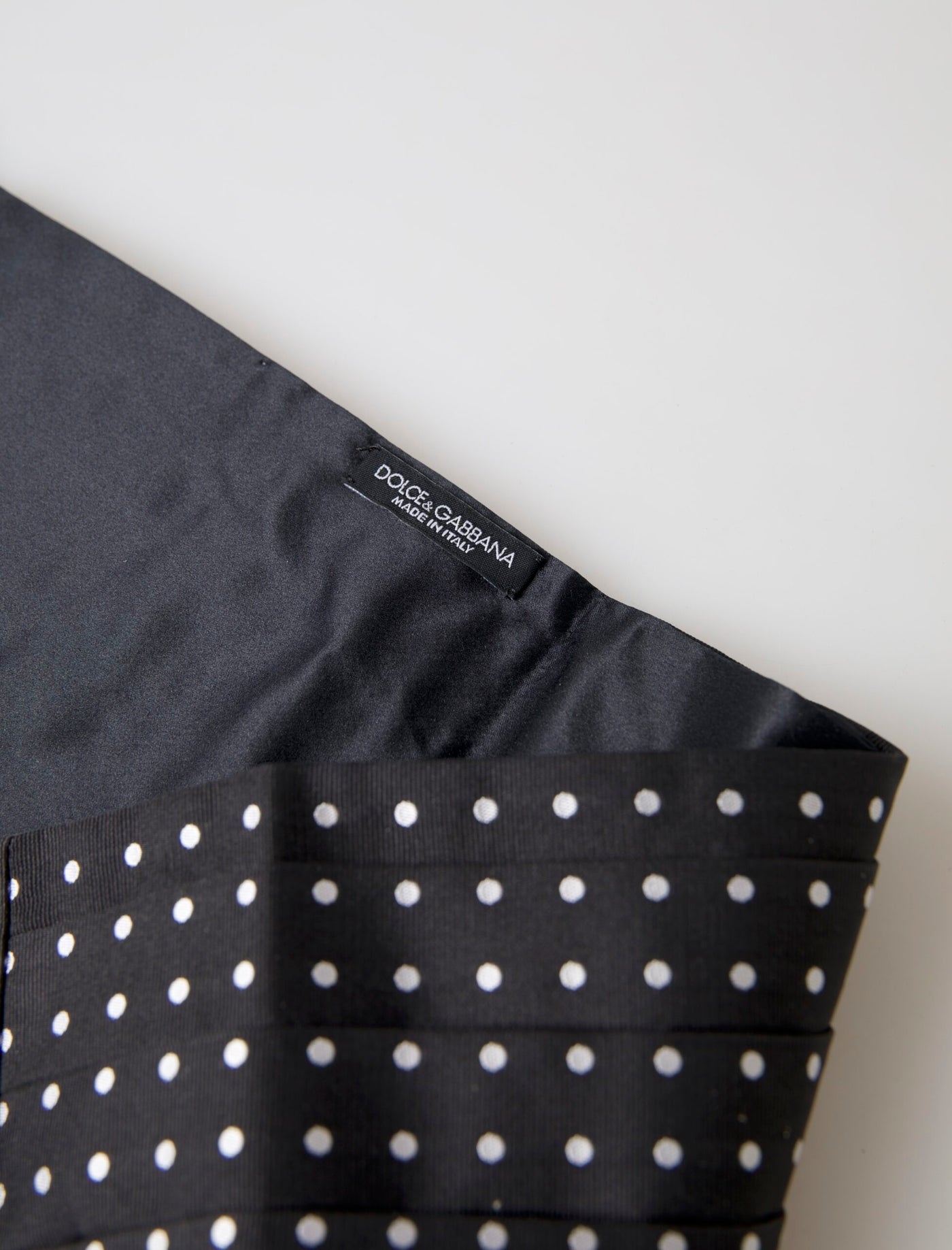 Dolce & Gabbana Schwarzer Seiden Polka Taille Smoking Gürtel Kummerbund