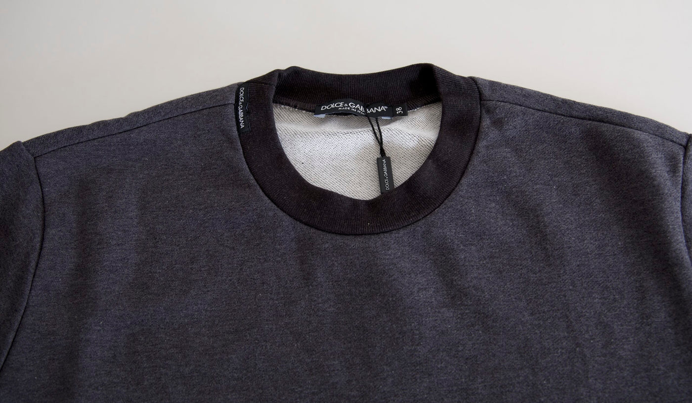 Dolce & Gabbana Dunkelgrauer Pullover mit Rundhalsausschnitt aus Baumwolle