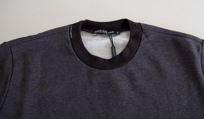 Dolce & Gabbana Dunkelgrauer Pullover mit Rundhalsausschnitt aus Baumwolle