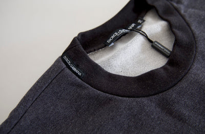 Dolce & Gabbana Dunkelgrauer Pullover mit Rundhalsausschnitt aus Baumwolle