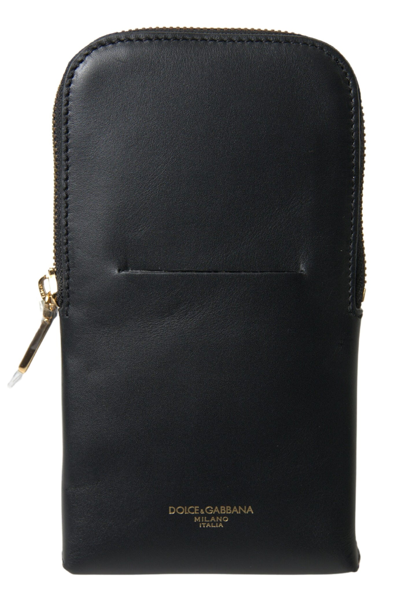 Dolce & Gabbana Schwarzes Leder Männer Geldbörse Double Belt Strap Armband Tasche