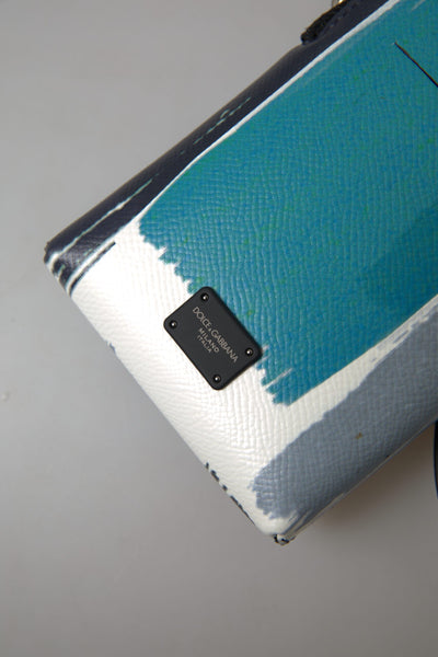 Dolce & Gabbana Blau Leder Geldbörse Crossbody Sling Phone Bag Unisex