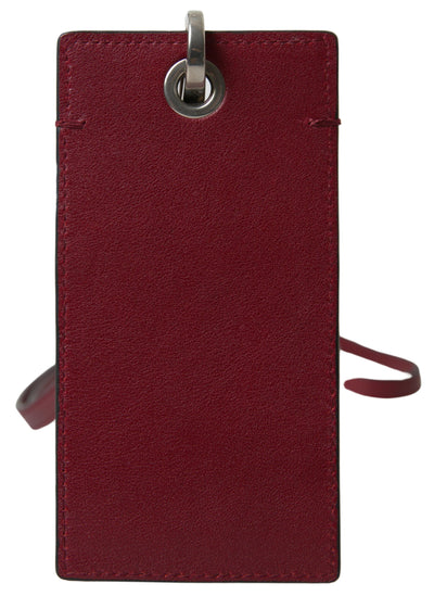Dolce & Gabbana Rotes Leder Lanyard Logo Slim Card Holder Herren Geldbörse