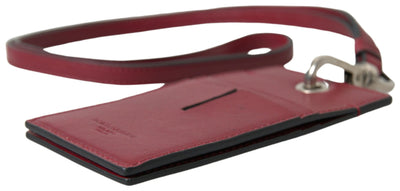 Dolce & Gabbana Rotes Leder Lanyard Logo Slim Card Holder Herren Geldbörse