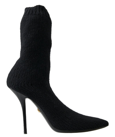 Dolce & Gabbana Schwarz Stiletto Heel Mid Calf Frauen Stiefel Schuhe