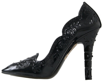 Dolce & Gabbana Schwarz CINDERELLA Floral Crystal Heels Schuhe