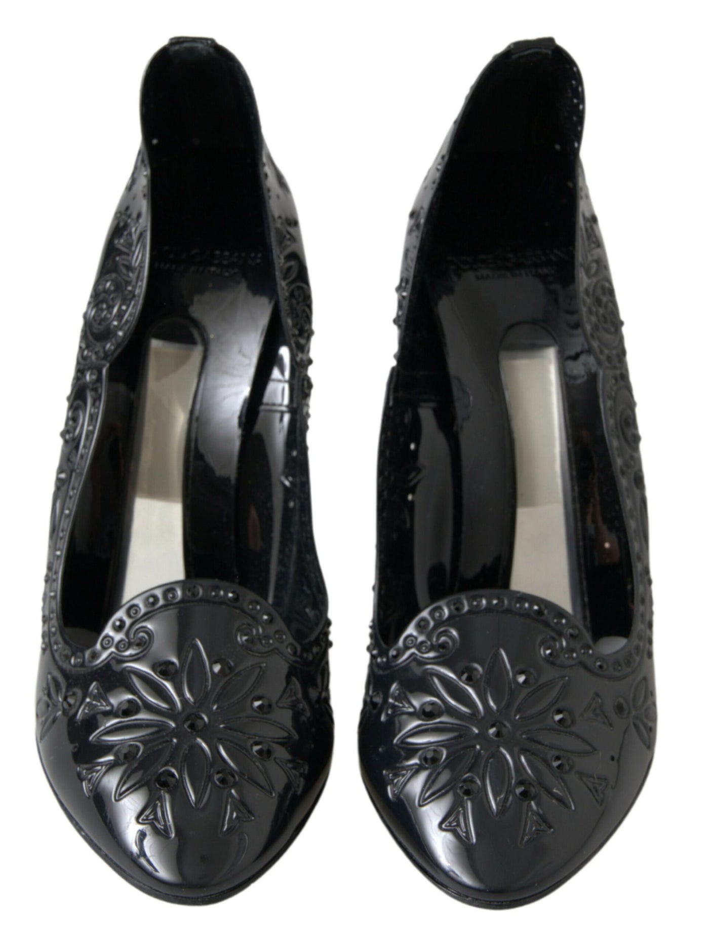 Dolce & Gabbana Schwarz CINDERELLA Floral Crystal Heels Schuhe