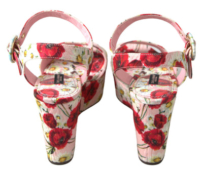 Dolce & Gabbana Mehrfarbige Wedges mit Blumendruck Florale Riemchensandalen