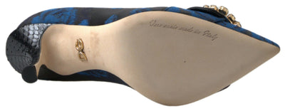 Dolce & Gabbana Blaue Floral Ayers Kristall Pumps Schuhe